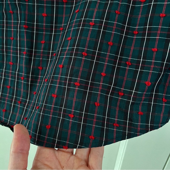 Vintage Brooks Brothers green black red tartan plaid button down tuxedo shirt - Picture 11 of 13
